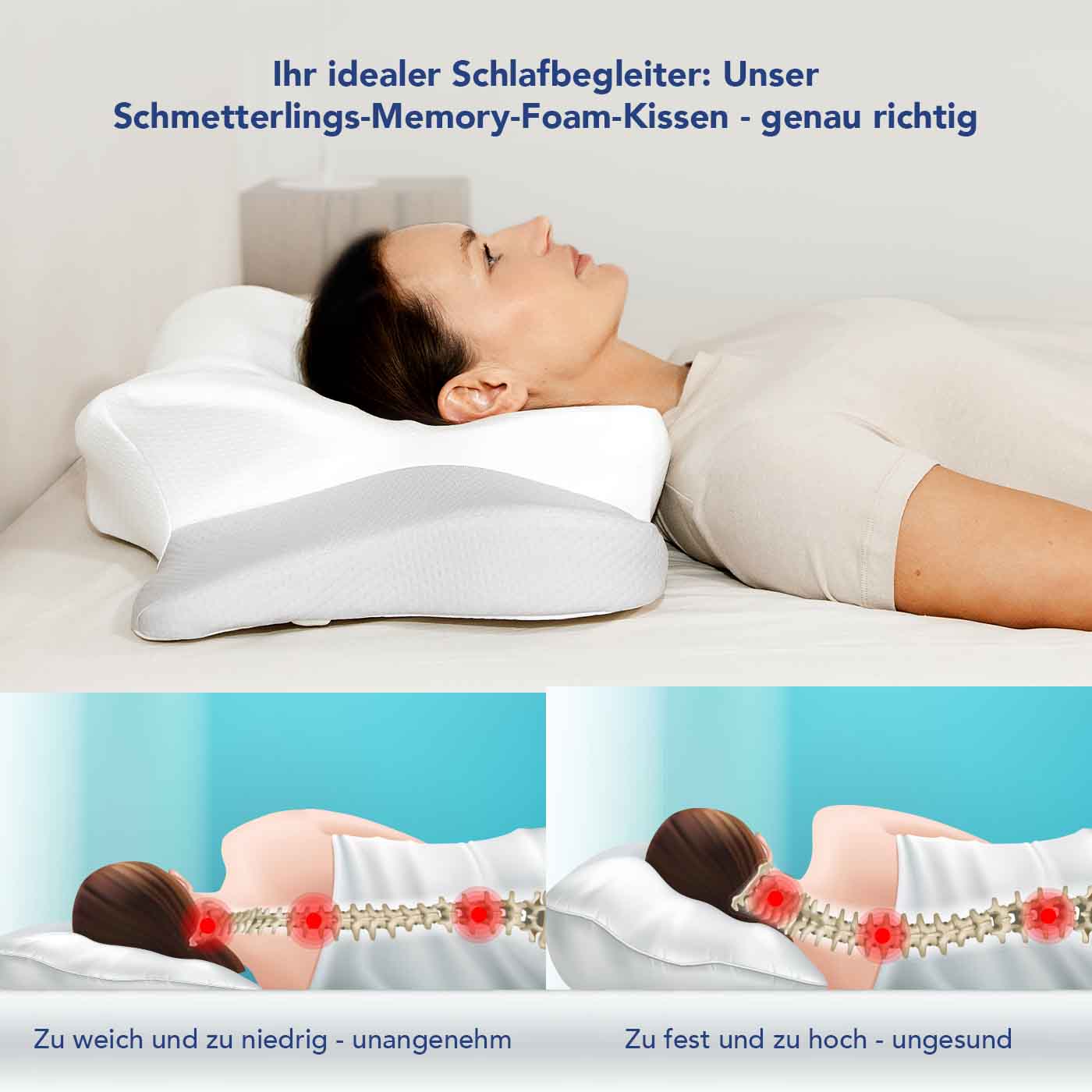 Schmetterlingskissen | Orthopädisches Kissen gegen Rückenschmerzen-3